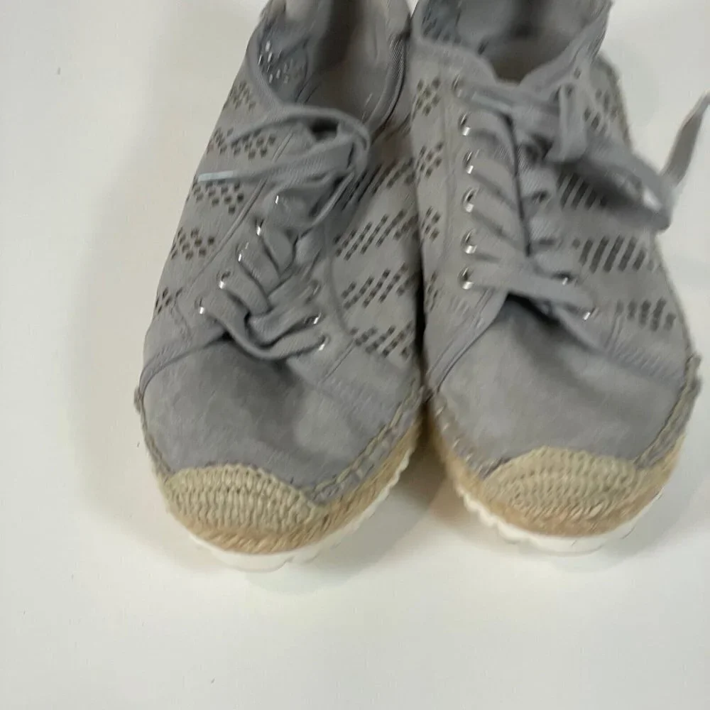 Marc Fisher Womens Lace Up Baila Espadrille Shoes Gray‎ 6.5 M Perforated A303051